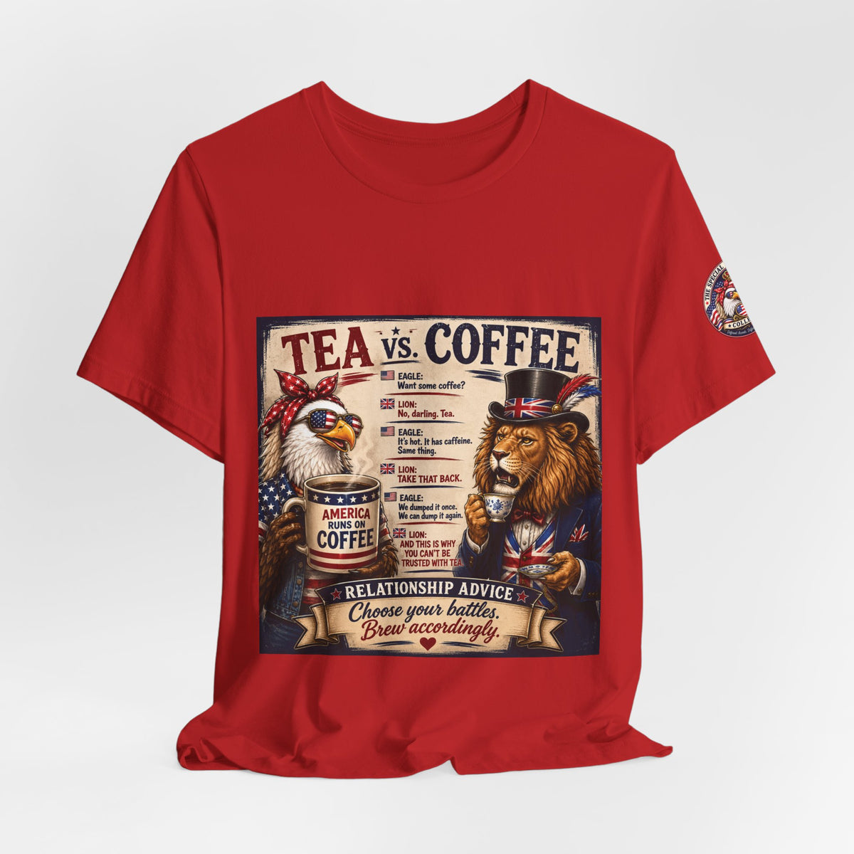 Tea vs. Coffee — British & American Banter Eagle & Lion Tee