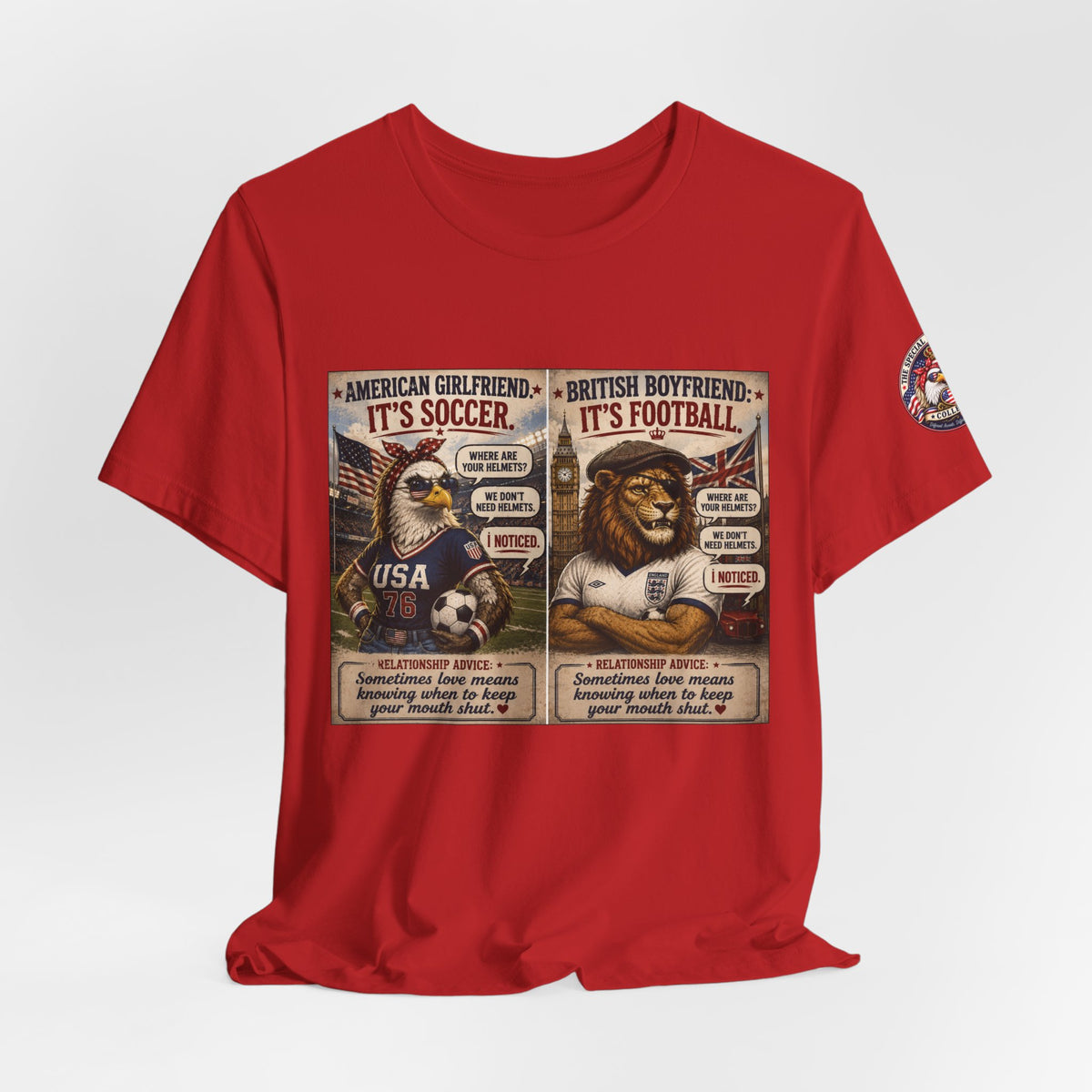Football vs. Soccer — British & American Banter Eagle & Lion Tee