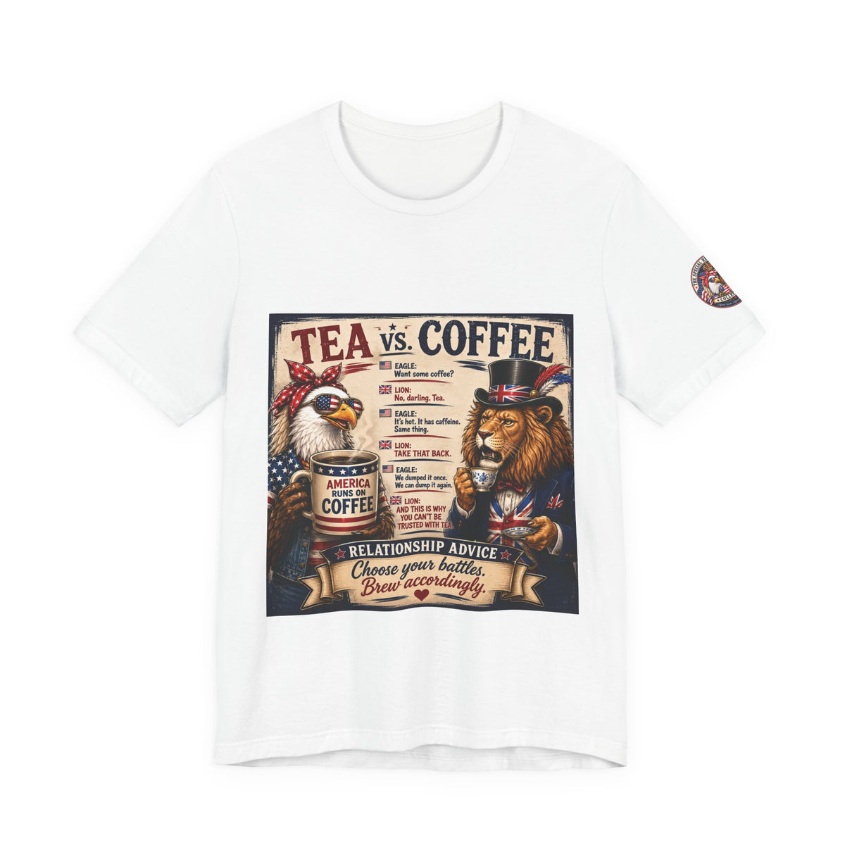 Tea vs. Coffee — British & American Banter Eagle & Lion Tee