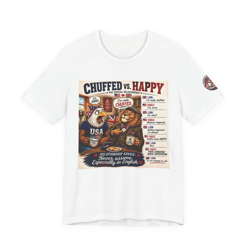 Chuffed vs. Happy — British & American Banter Eagle & Lion Tee