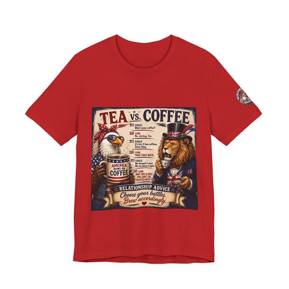 Tea vs. Coffee — British & American Banter Eagle & Lion Tee