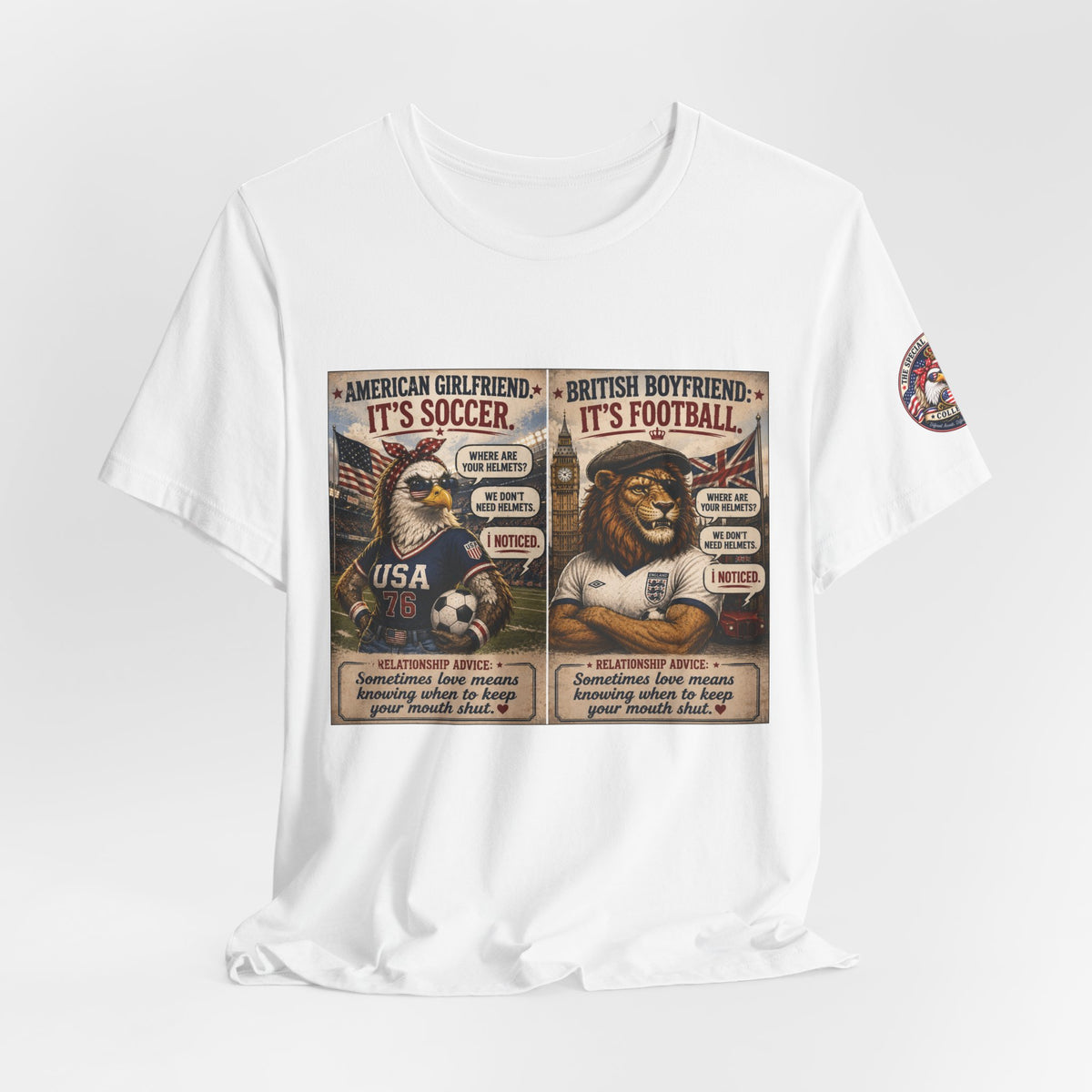 Football vs. Soccer — British & American Banter Eagle & Lion Tee