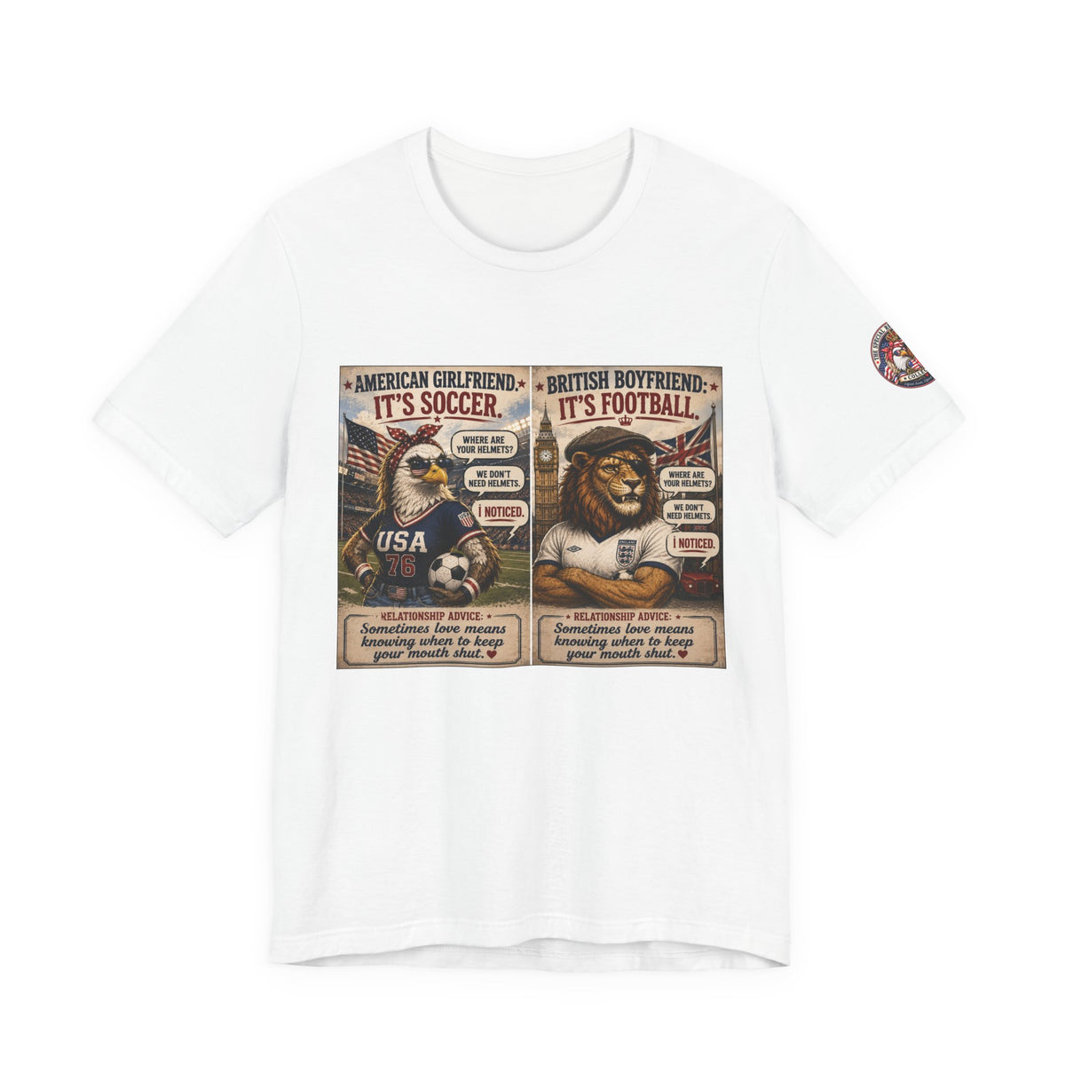 Football vs. Soccer — British & American Banter Eagle & Lion Tee