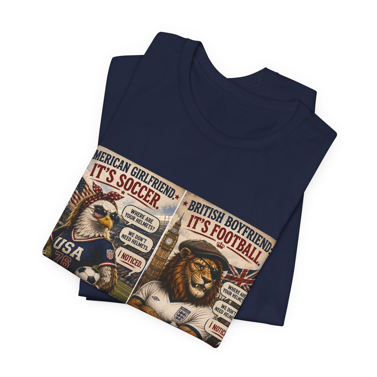Football vs. Soccer — British & American Banter Eagle & Lion Tee