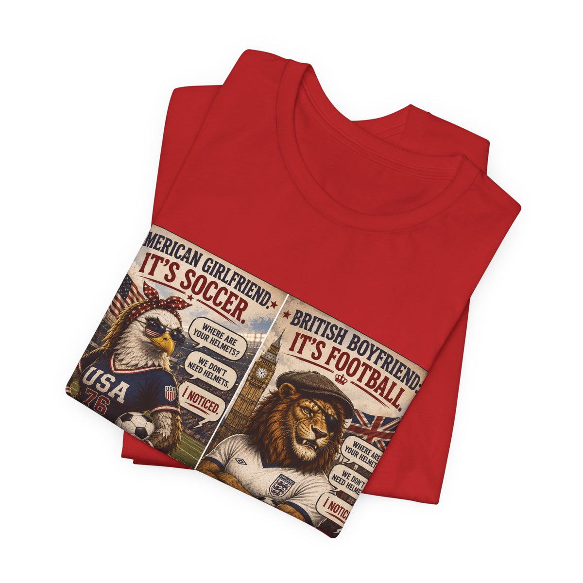 Football vs. Soccer — British & American Banter Eagle & Lion Tee