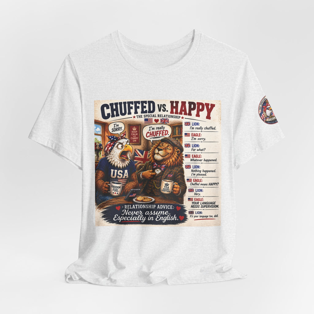 Chuffed vs. Happy — British & American Banter Eagle & Lion Tee