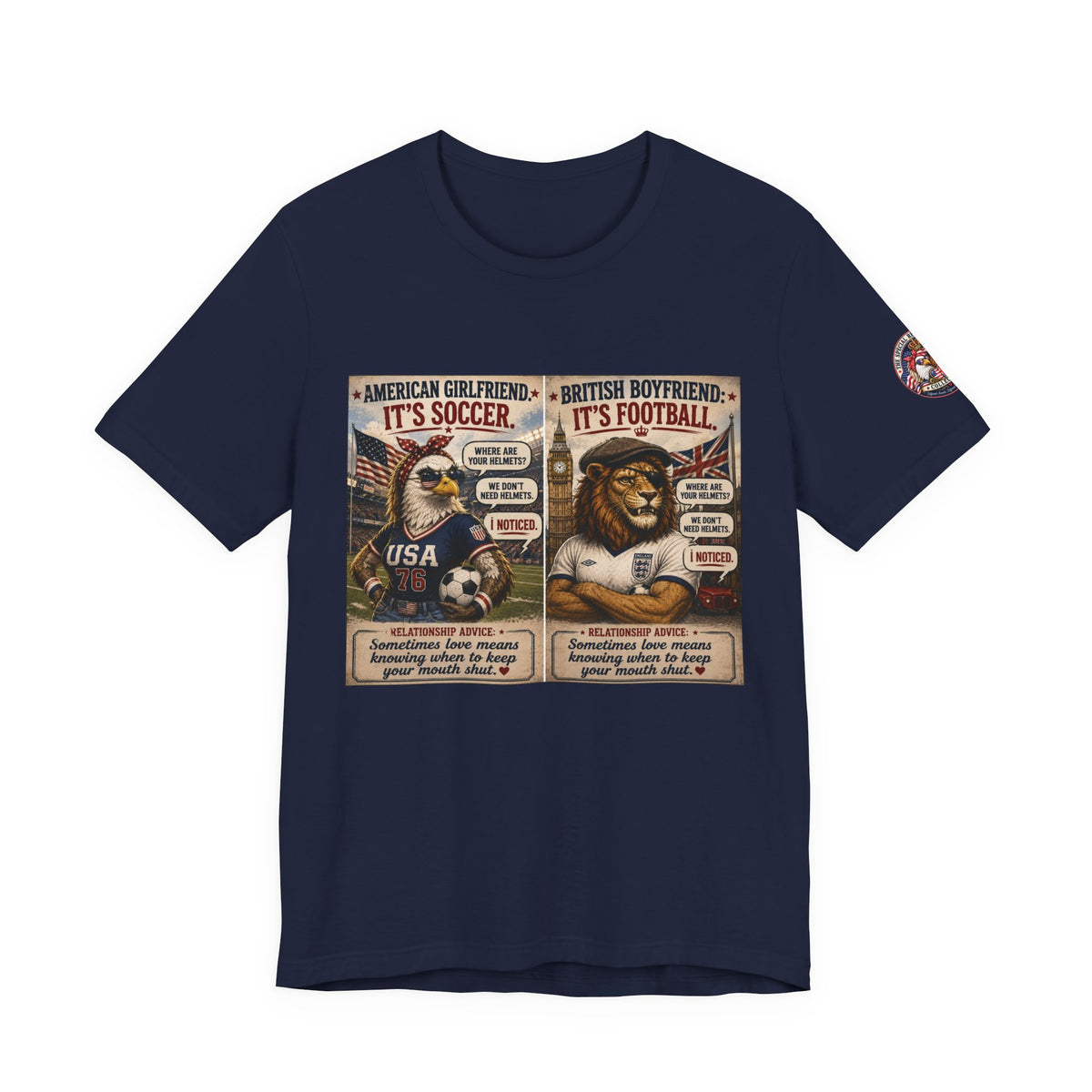 Football vs. Soccer — British & American Banter Eagle & Lion Tee