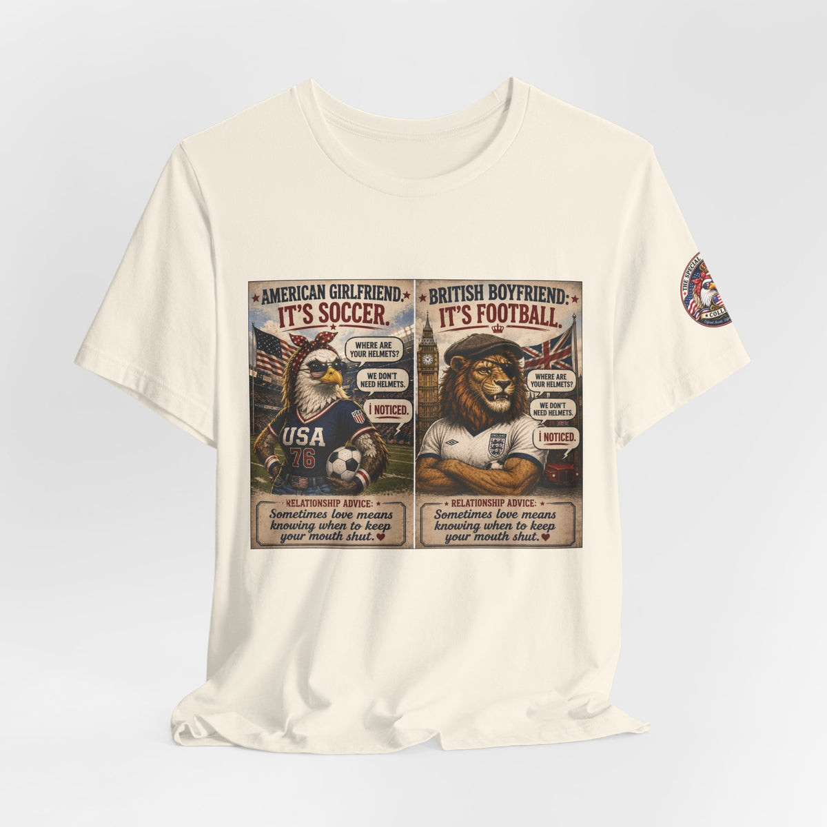 Football vs. Soccer — British & American Banter Eagle & Lion Tee