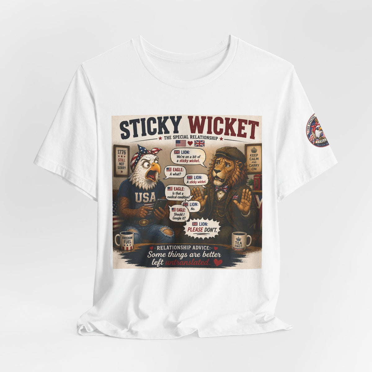 Sticky Wicket — British & American Banter Eagle & Lion Tee