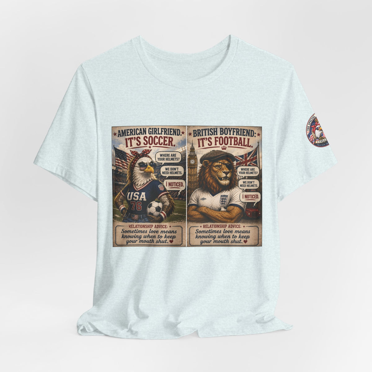 Football vs. Soccer — British & American Banter Eagle & Lion Tee