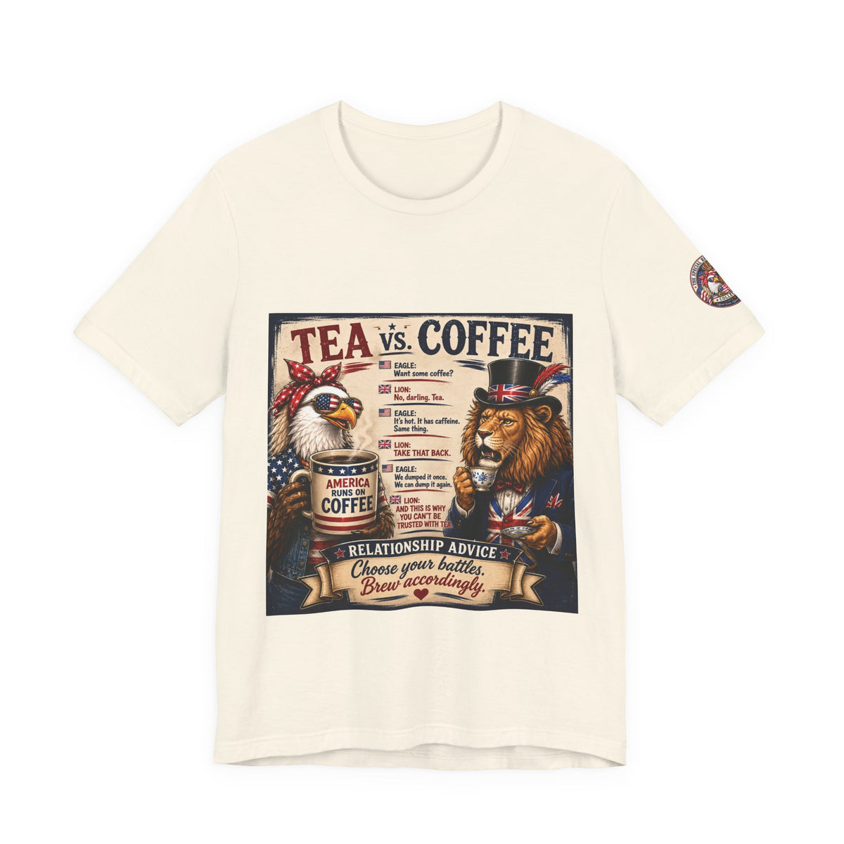 Tea vs. Coffee — British & American Banter Eagle & Lion Tee