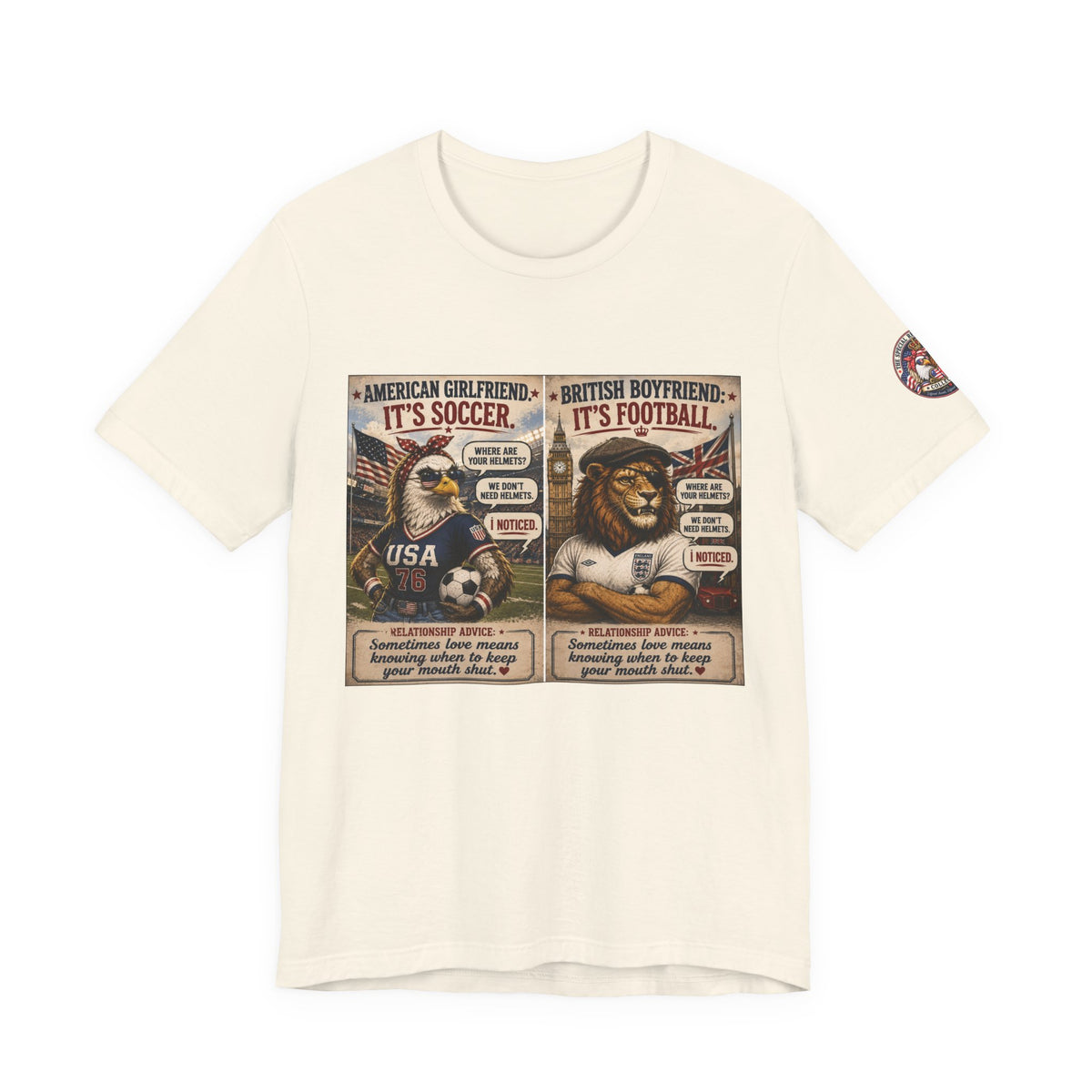 Football vs. Soccer — British & American Banter Eagle & Lion Tee