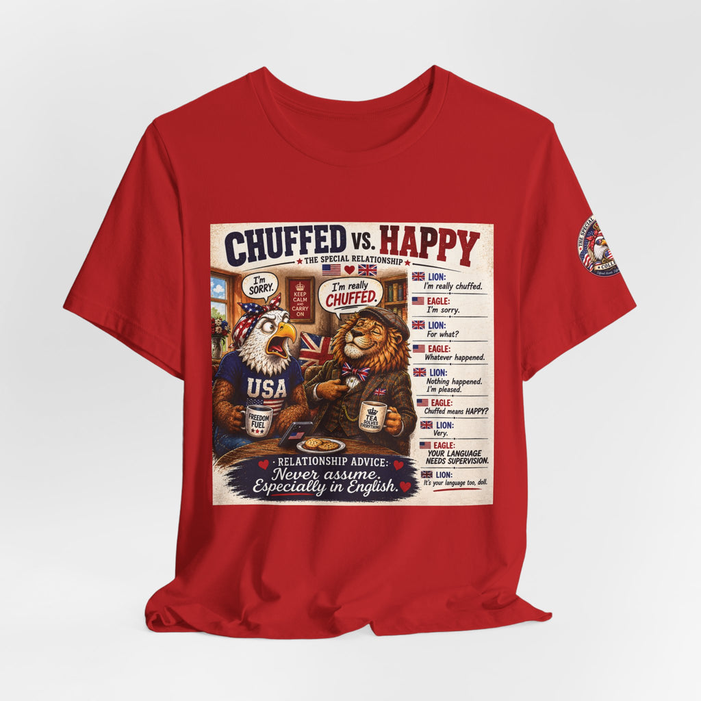 Chuffed vs. Happy — British & American Banter Eagle & Lion Tee