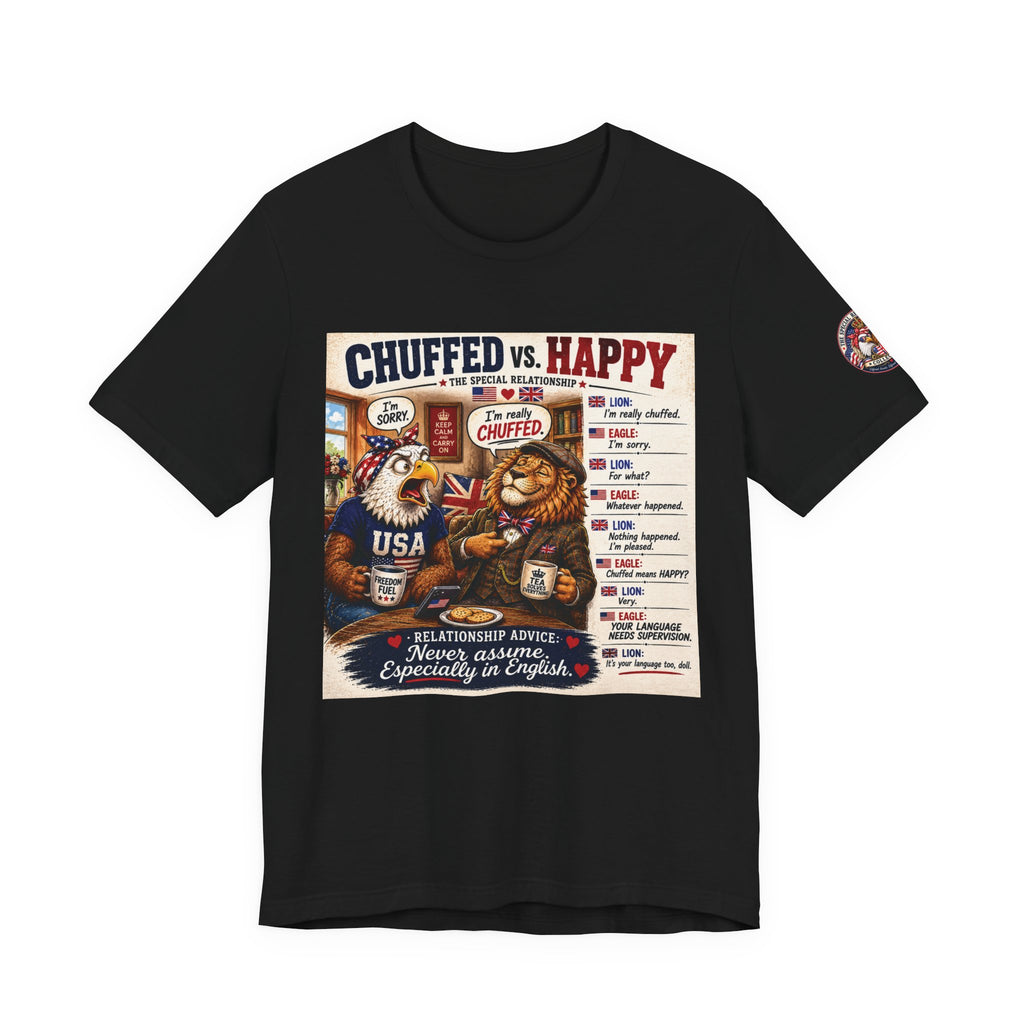 Chuffed vs. Happy — British & American Banter Eagle & Lion Tee