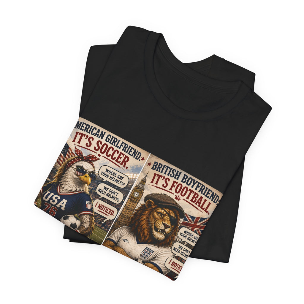 Football vs. Soccer — British & American Banter Eagle & Lion Tee