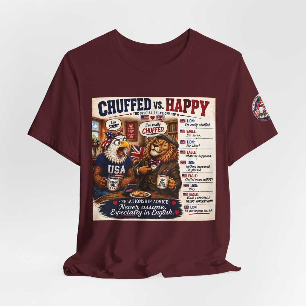 Chuffed vs. Happy — British & American Banter Eagle & Lion Tee