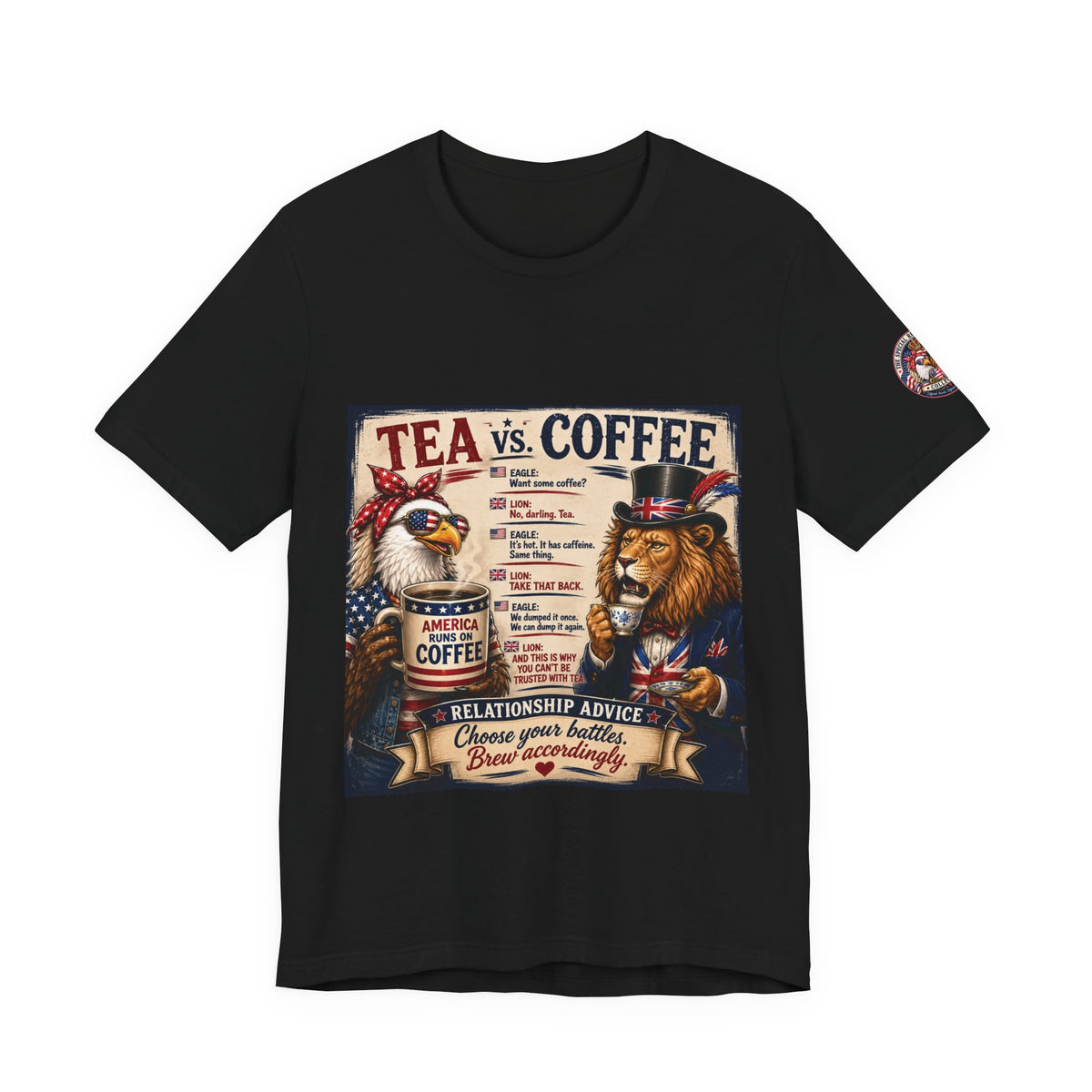 Tea vs. Coffee — British & American Banter Eagle & Lion Tee