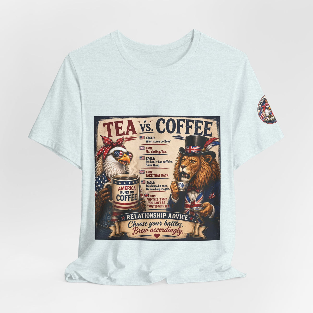 Tea vs. Coffee — British & American Banter Eagle & Lion Tee