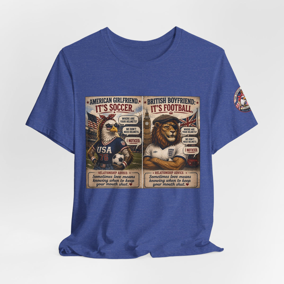 Football vs. Soccer — British & American Banter Eagle & Lion Tee