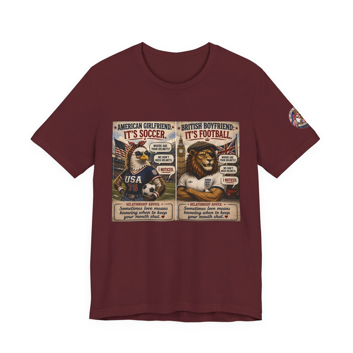 Football vs. Soccer — British & American Banter Eagle & Lion Tee