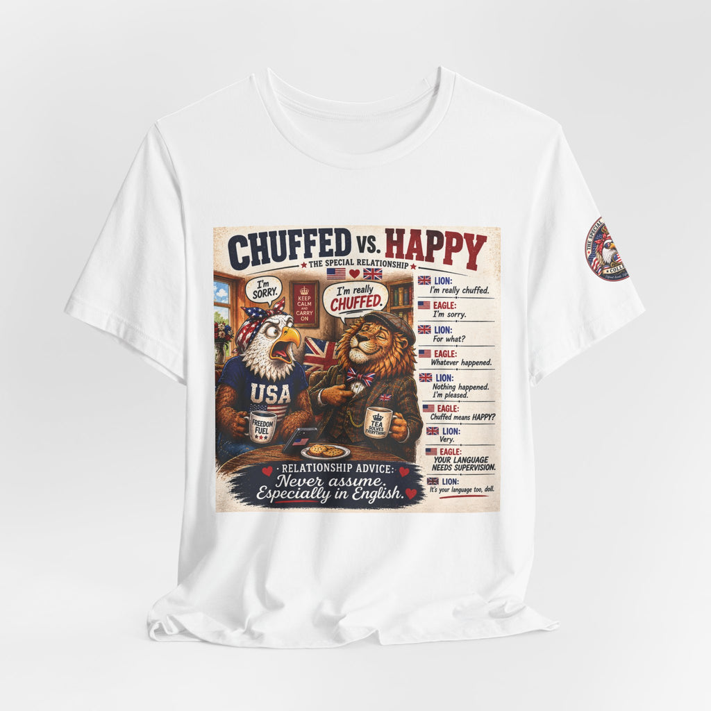 Chuffed vs. Happy — British & American Banter Eagle & Lion Tee