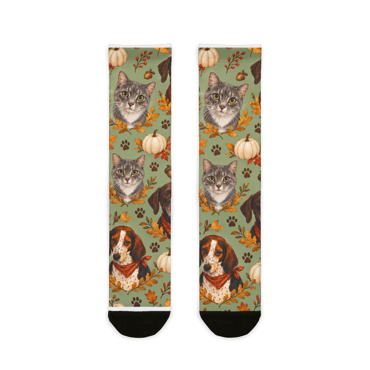 Harvest Paws — Sage Green Dog & Cat Fall Crew Socks