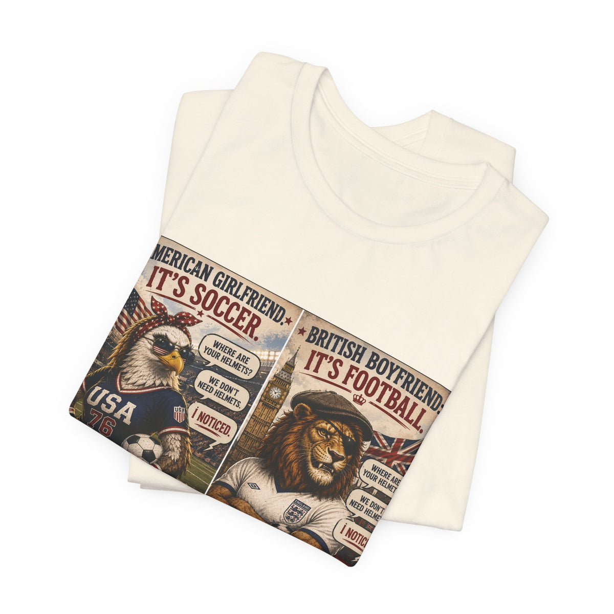 Football vs. Soccer — British & American Banter Eagle & Lion Tee
