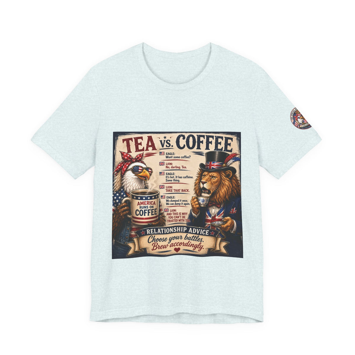 Tea vs. Coffee — British & American Banter Eagle & Lion Tee