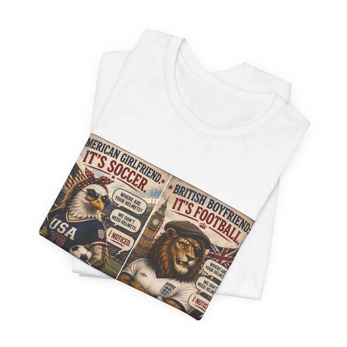 Football vs. Soccer — British & American Banter Eagle & Lion Tee