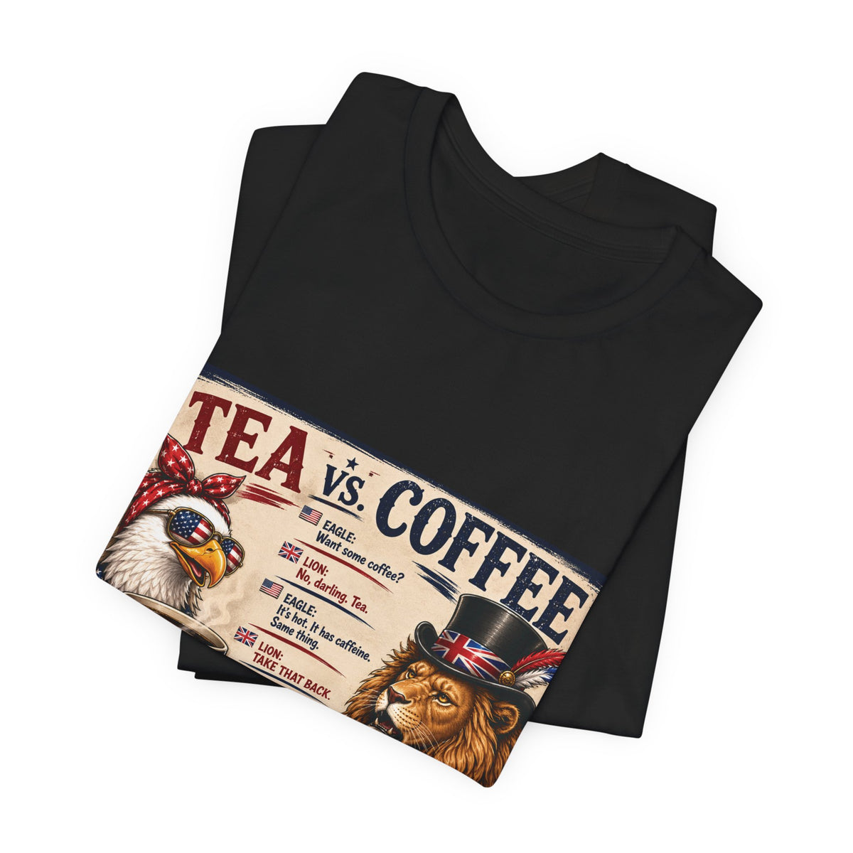 Tea vs. Coffee — British & American Banter Eagle & Lion Tee