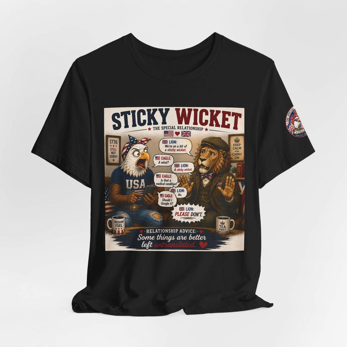 Sticky Wicket — British & American Banter Eagle & Lion Tee